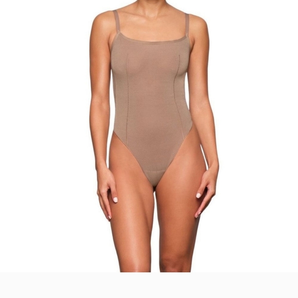 SKIMS Other - Two pair #94 SKIMS sculpt Sheer Thong Bodysuit one Beige and one Black